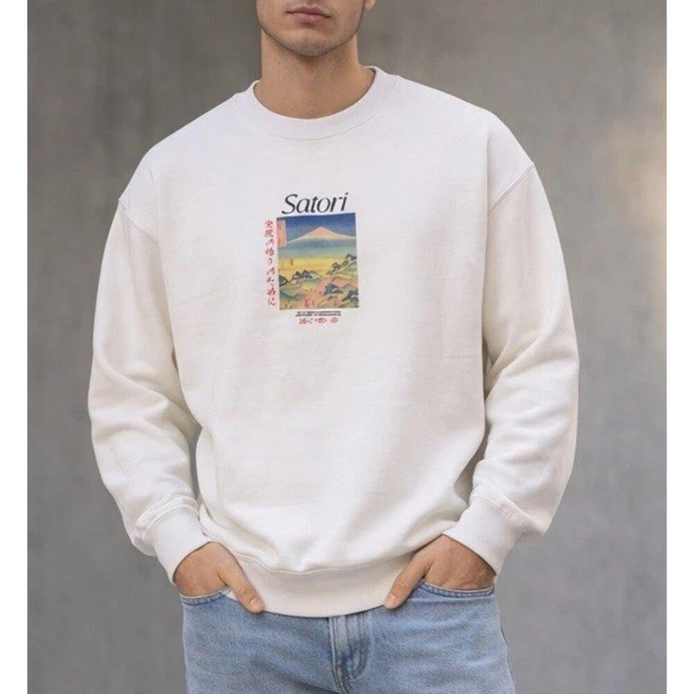 BDG Urban Outfitters Sweatshirt Mens XL White Satori Graphic Crewneck Pullover